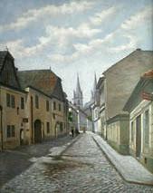 unknow artist A street in Czech town Vysoke Myto with Smekals  bakery oil painting image